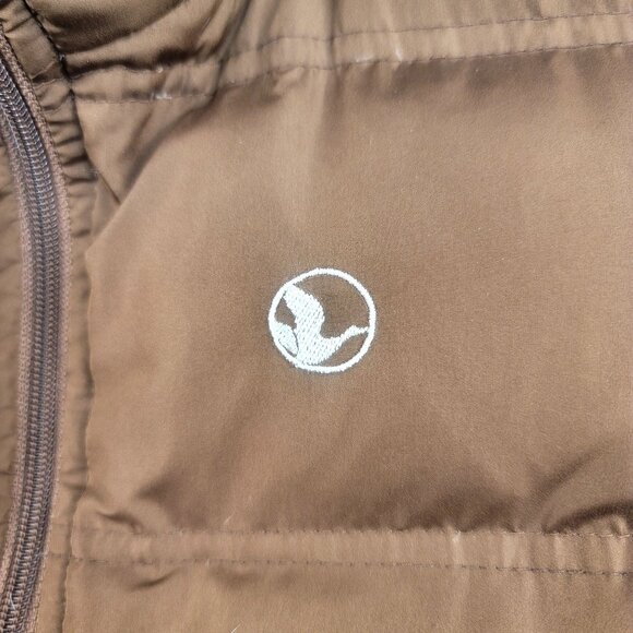 Good Goose Puffer Vest Goose Down Feather Medium Zip Pockets Brown Powder Blue - Picture 9 of 12